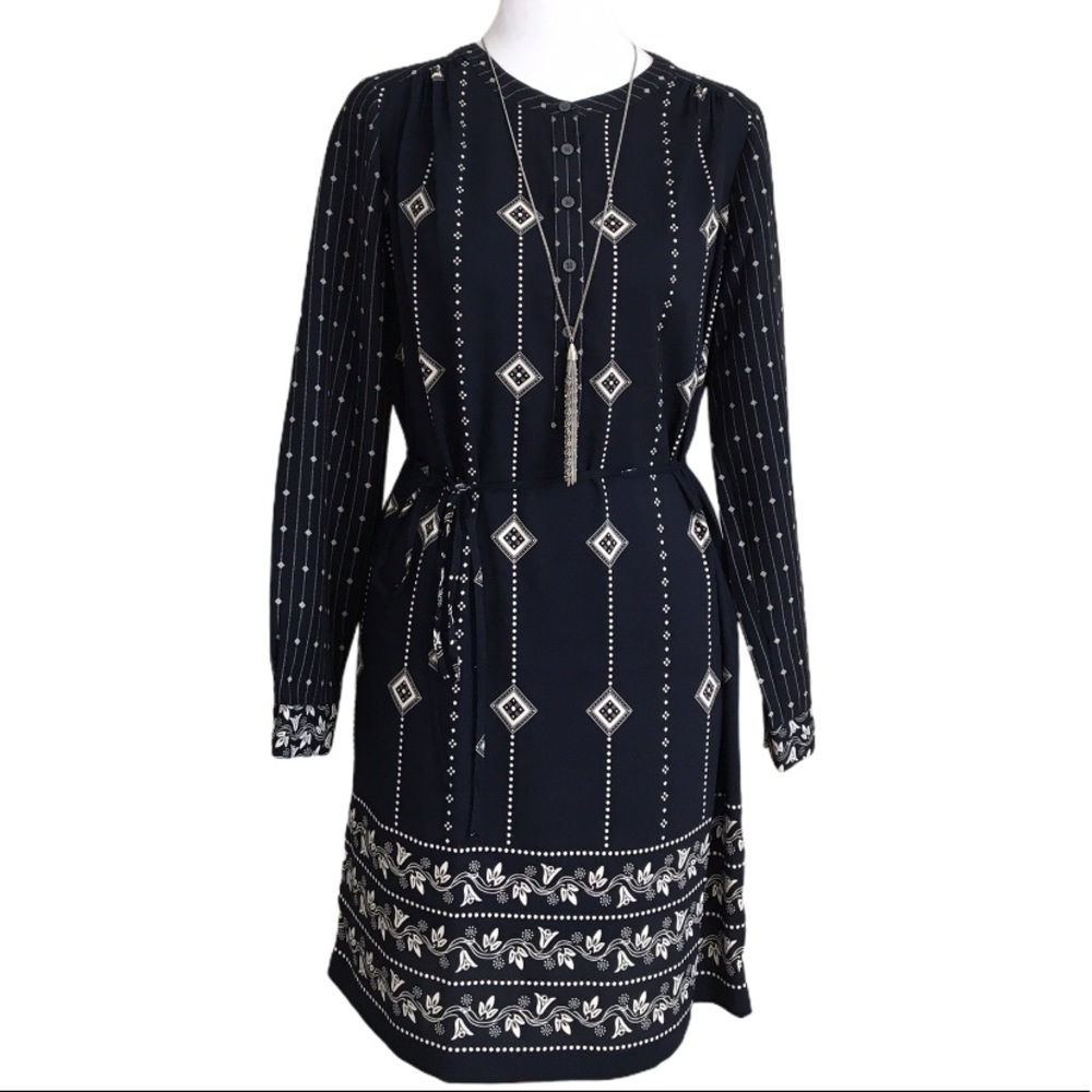 NWOT LOFT Navy Long Sleeve Dress SP